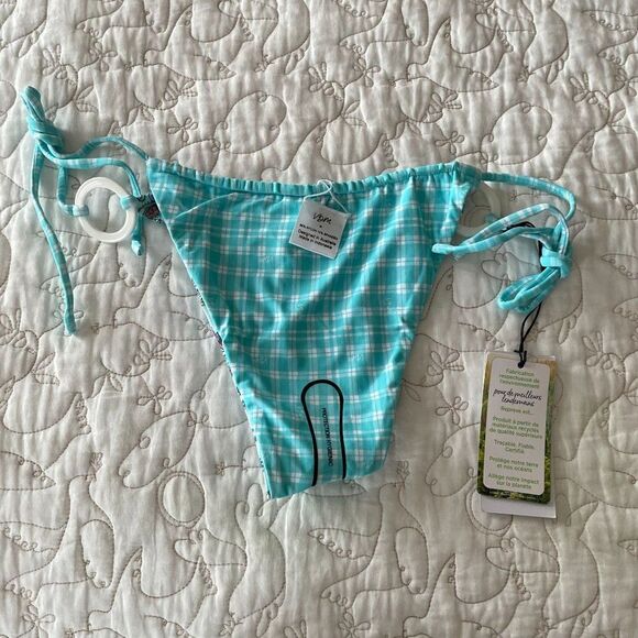 NEW Revolve‎ x VDM Ziggy Reversible Bikini Bottom Paisley Mint Checker Medium - Picture 6 of 8